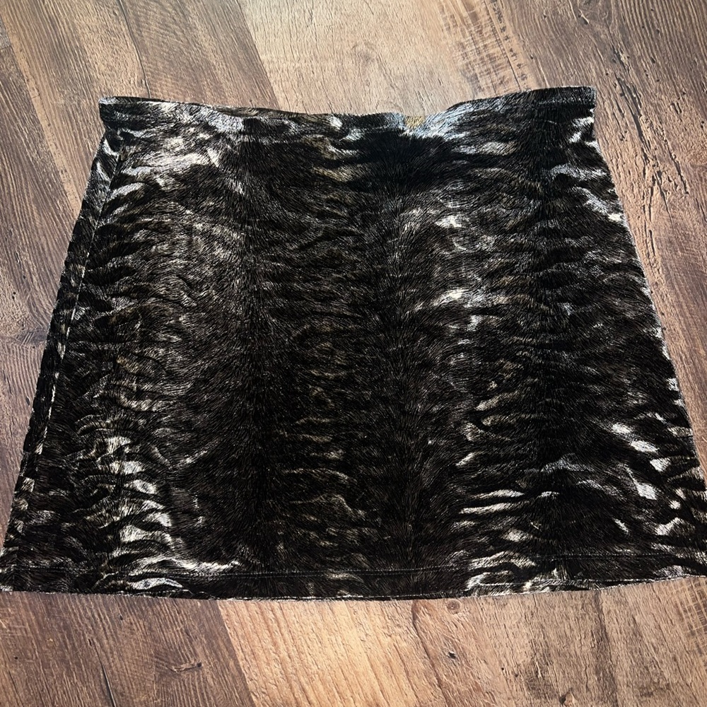 Vintage Express Brown Velvet Printed Mini Skirt